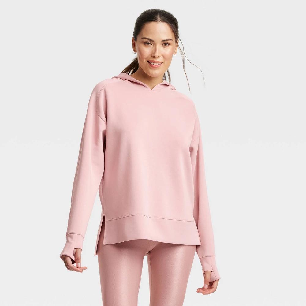 Womens Airy Sleek Legging Friendly Hooded Sweatshirt - All In Motion Light Mauve XS product image