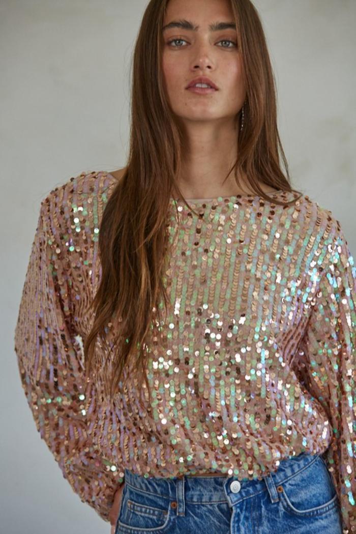 L/S Sequin Crop Top product image