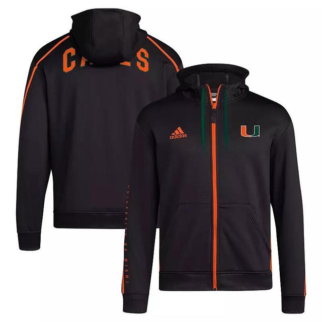 Mens adidas Miami Hurricanes 2024 Sideline Travel Hoodie Full-Zip Sweatshirt Product Image