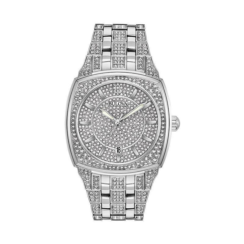 Bulova Mens Stainless Steel & Crystal-Accent Bracelet Watch 40mm Product Image