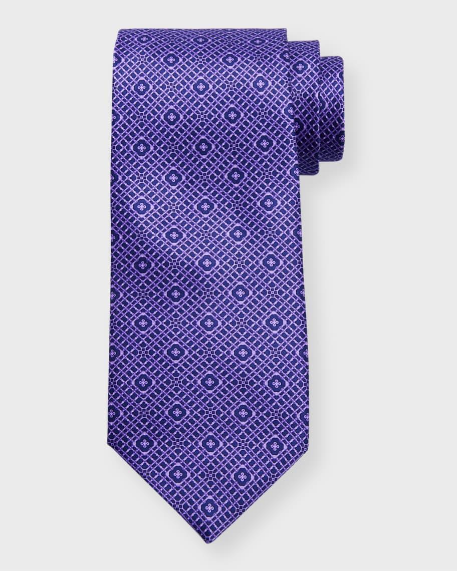 Men's Silk Medallion-Print Tie Product Image