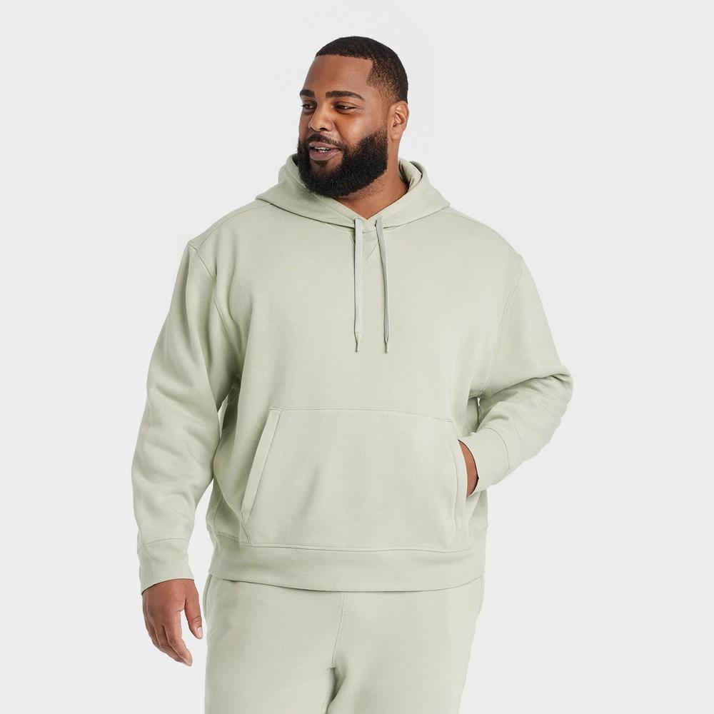 Mens Big Cotton Fleece Hooded Sweatshirt - All In Motion Light 2XL Product Image