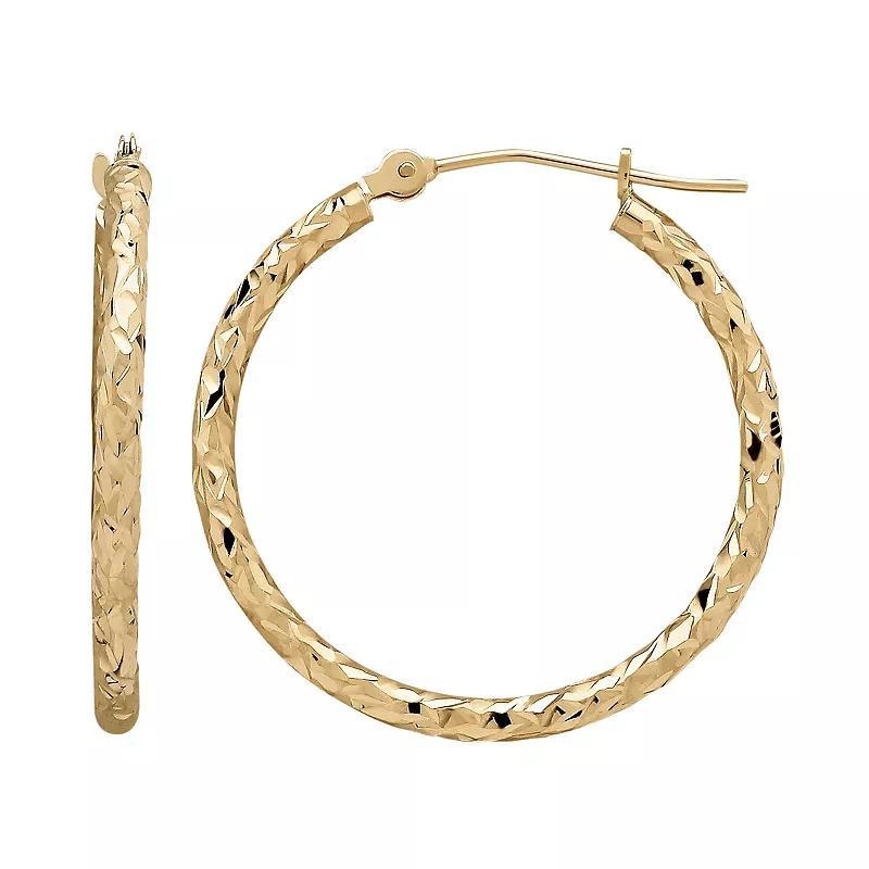 Everlasting Gold 10k Gold Textured Hoop Earrings, Womens Product Image