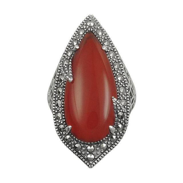 Lavish by TJM Sterling Silver Red Agate Filigree Ring, Womens Product Image