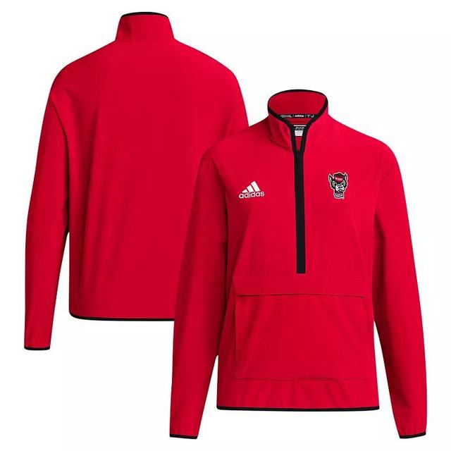 Mens adidas Red NC State Wolfpack Coaches Sideline Half-Zip Jacket Product Image