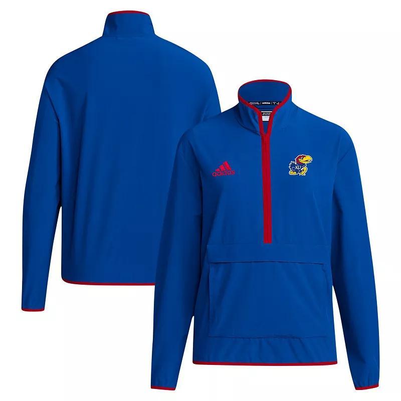 Mens adidas Royal Kansas Jayhawks Coaches Sideline Half-Zip Jacket Product Image