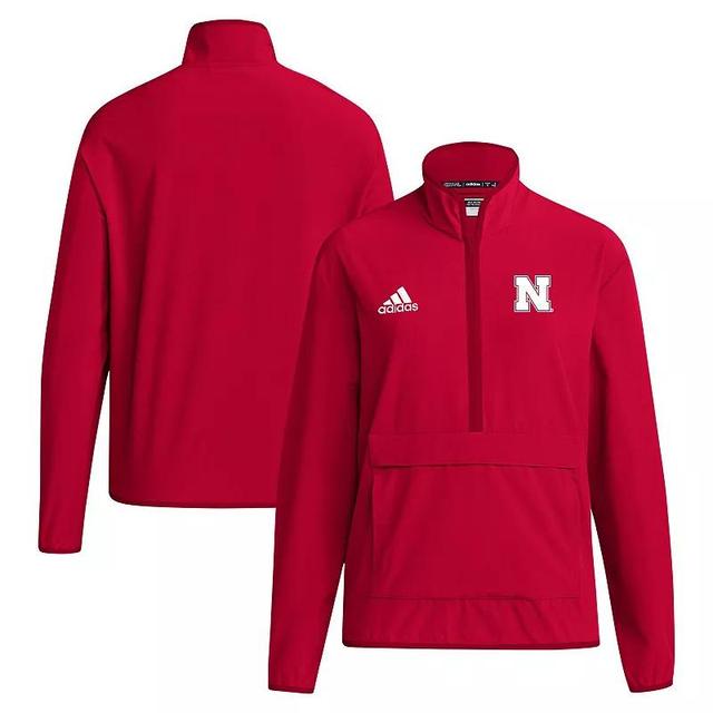 Adidas Mens Scarlet Nebraska Huskers Coaches Sideline Half-Zip Jacket Product Image