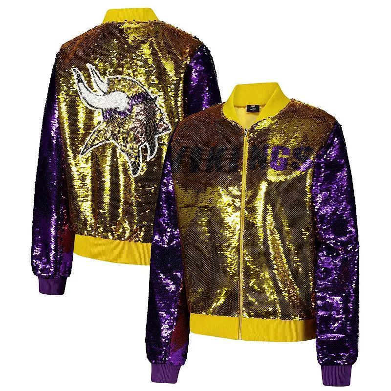 Womens Cuce Minnesota Vikings Two-Tone Team Colored Full-Zip Sequin Jacket Product Image