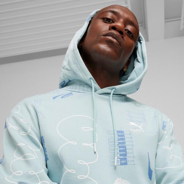 PUMA BRAND LOVE Men's Hoodie in Turquoise Surf/Aop Product Image