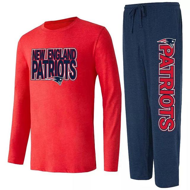 Mens Concepts Sport /Red New England Patriots Meter Long Sleeve T-Shirt and Pants Sleep Set Blue Product Image