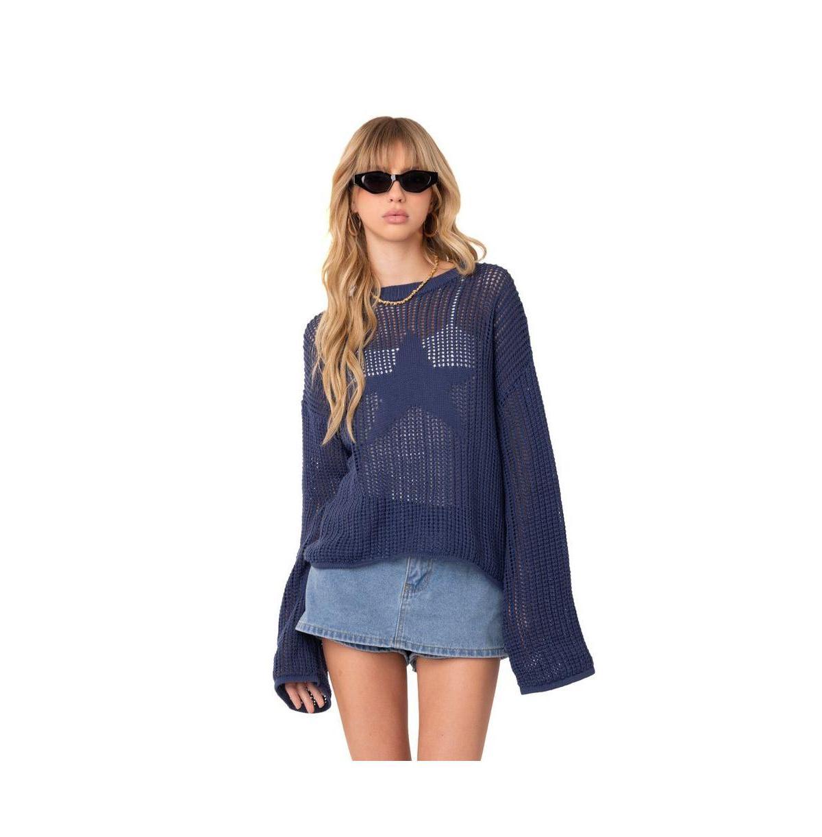 Womens Oversized Sheer Sweater With Star Product Image