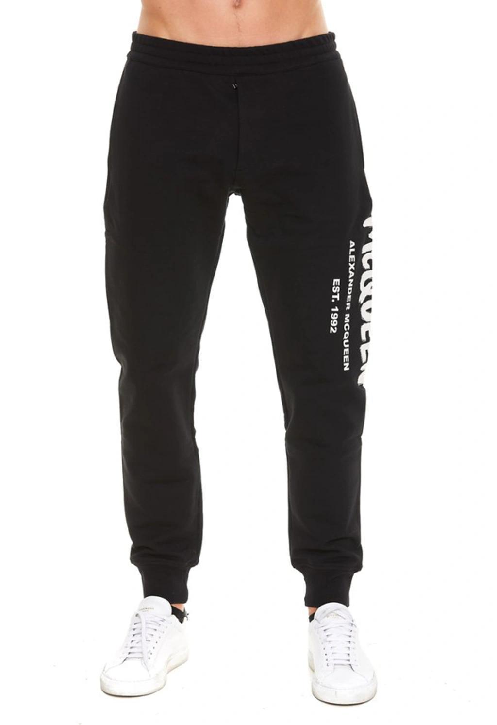 Man Black And Ivory Mcqueen Graffiti Joggers In Black Multi product image