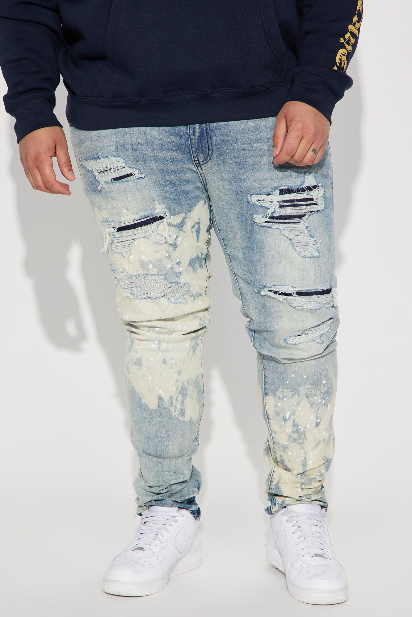 For It Paint Splattered Stacked Skinny Jeans - Light Wash Product Image