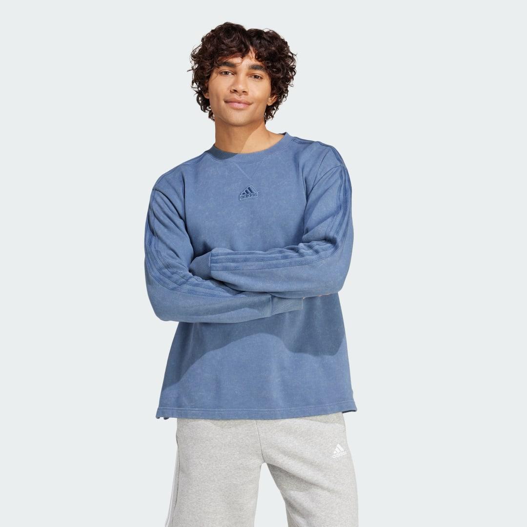 ALL SZN French Terry 3-Stripes Garment Wash Crew Sweatshirt Product Image