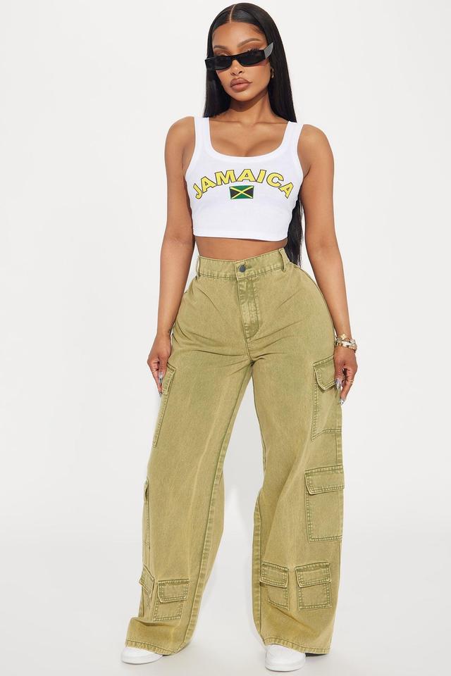 Don't Stop Washed Wide Leg Cargo Pant - Sage Product Image