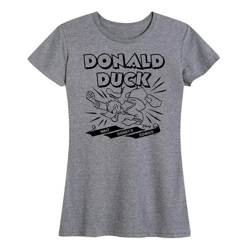 Disneys Donald Duck Womens Comics Graphic Tee Grey Royal Blue Product Image