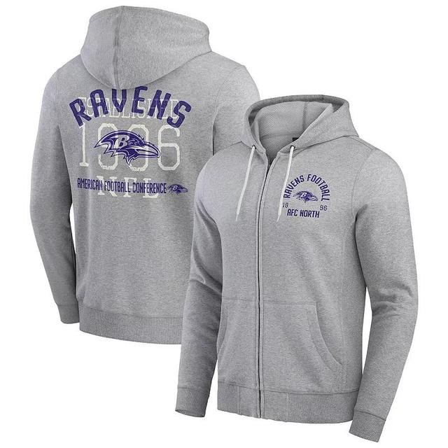 Mens Darius Rucker Collection by Fanatics Heather Gray Baltimore Ravens Vintage Stripe Full-Zip Hoodie Product Image