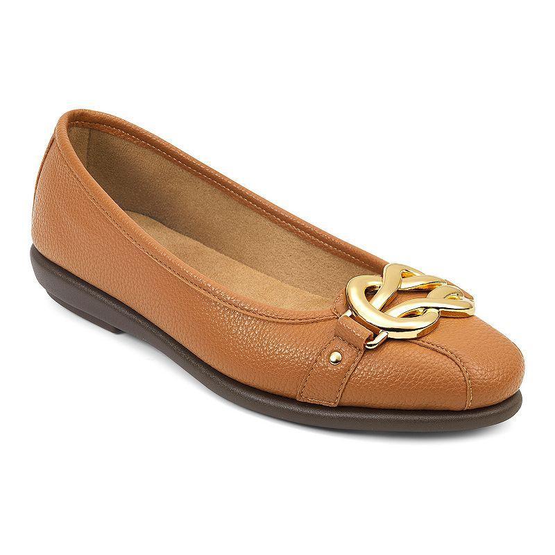 Aerosoles Big Bet Womens Suede Ballet Flats Med Brown Product Image