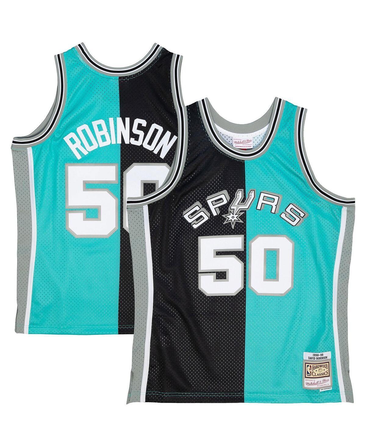 Mens Mitchell & Ness David Robinson /Teal San Antonio Spurs Hardwood Classics 1998/99 Split Swingman Jersey Product Image