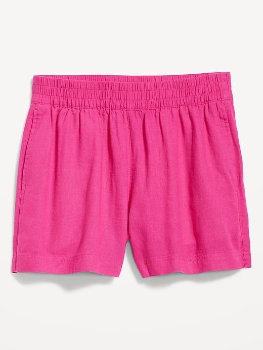 High-Waisted Linen-Blend Pull-On Shorts -- 3.5-inch inseam product image