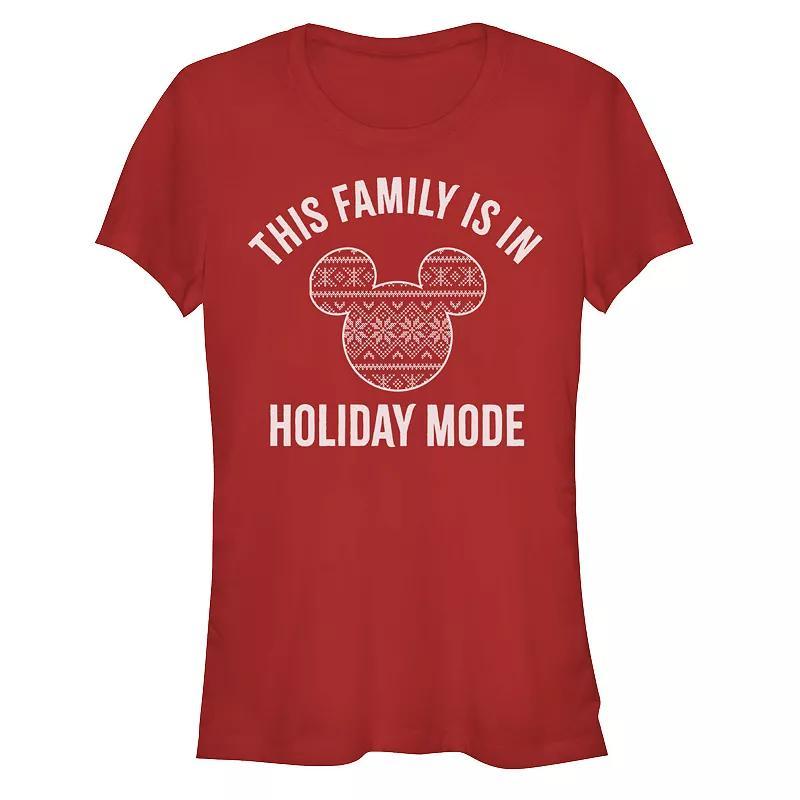 Disneys Mickey Mouse Juniors This Family Is In Holiday Mode Graphic Tee, Womens Product Image