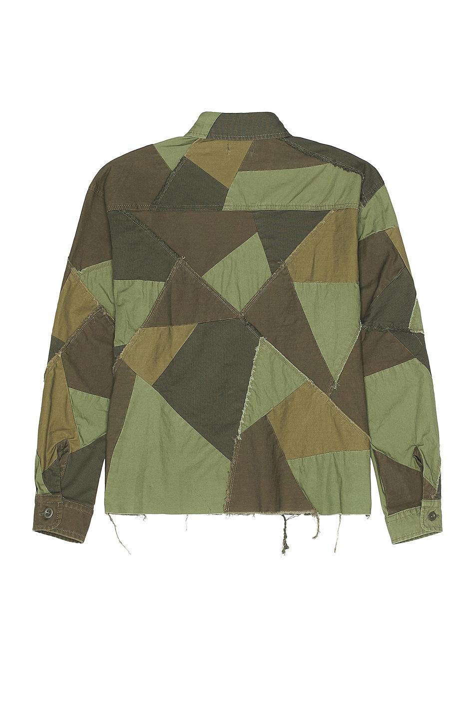 JOHN ELLIOTT Patchwork Military Shirt in Metallic Gold Product Image