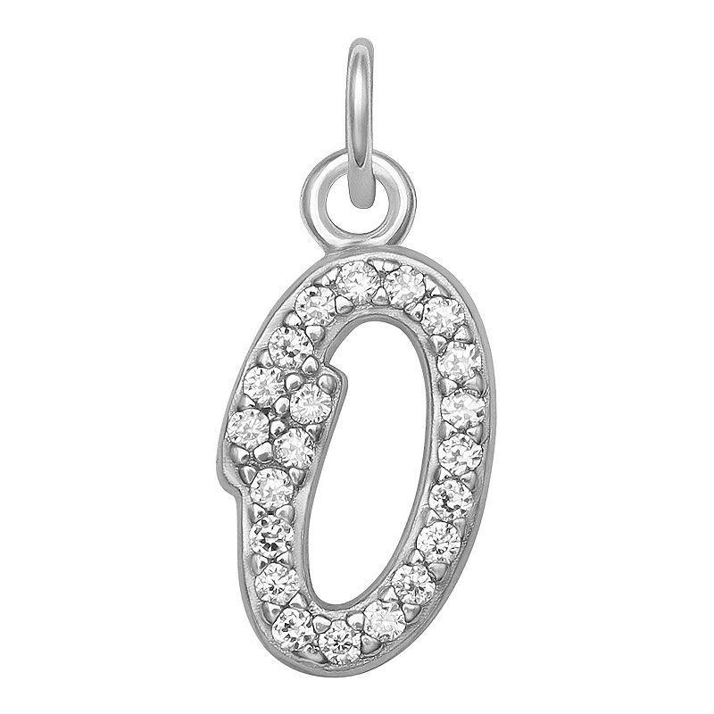 LC Lauren Conrad Sterling Silver Cubic Zirconia Initial Charm, Womens, Grey Product Image