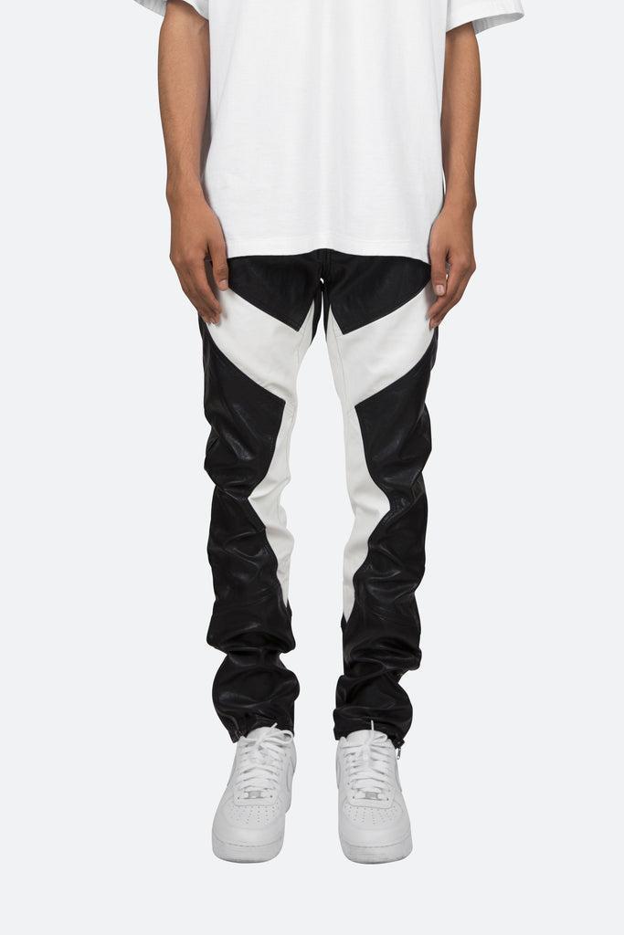 S192 Leather Pants - Black/White Product Image