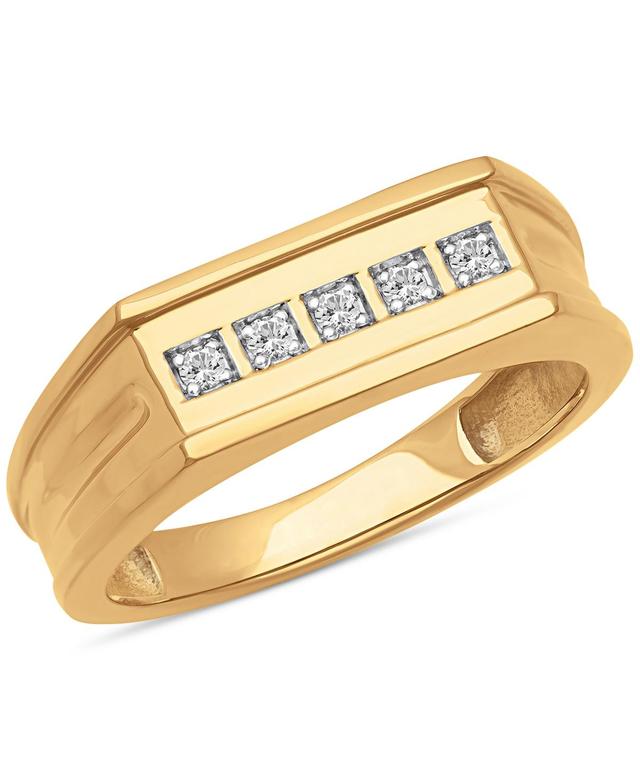 Mens Diamond Squared Band (1/10 ct. t.w.) in 18k gold-plated sterling silver Product Image