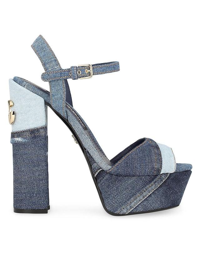 Womens Keira Denim Patchwork Platform Sandals Product Image