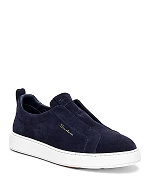 SANTONI Men's Cleanic Slip On Sneakers In Blue Product Image