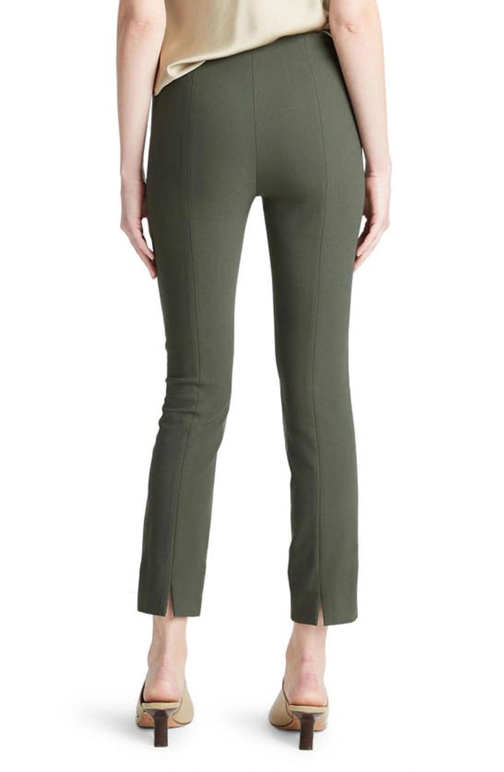 High-waist Stitched-front Leggings In Green Product Image