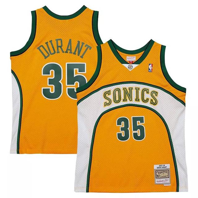 Mens Mitchell & Ness Kevin Durant Yellow Seattle SuperSonics 2007/08 Hardwood Classics Swingman Throwback Jersey Product Image