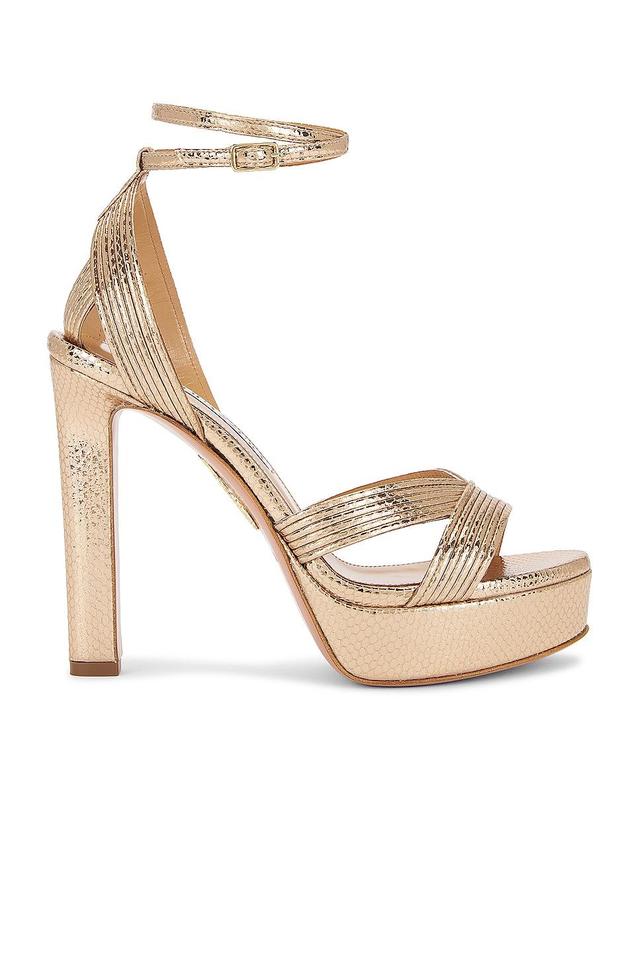 Aquazzura Ari 120 Platform Sandal in Metallic Gold Product Image