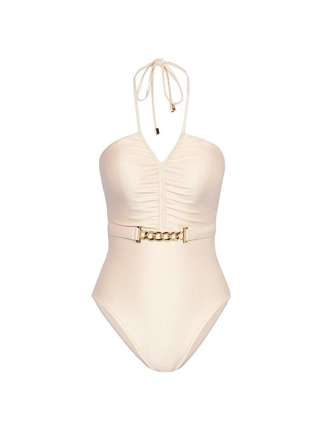 Womens Leila Halter Belted One-Piece Swimsuit Product Image