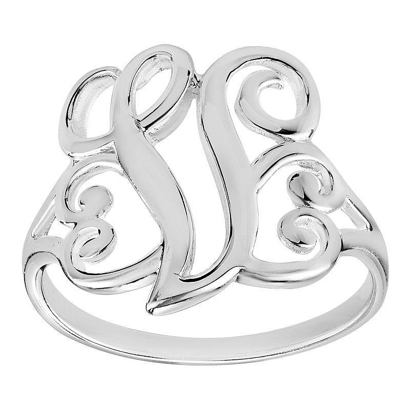 Womens PRIMROSE Sterling silver polished monogram initial B band ring size 7., Womens Grey Product Image