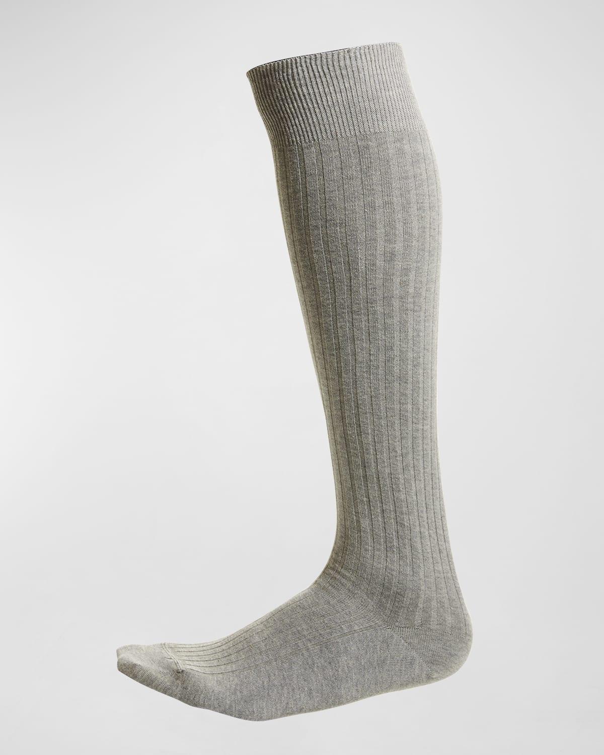 Mens Solid Ribbed Knee-High Socks Product Image