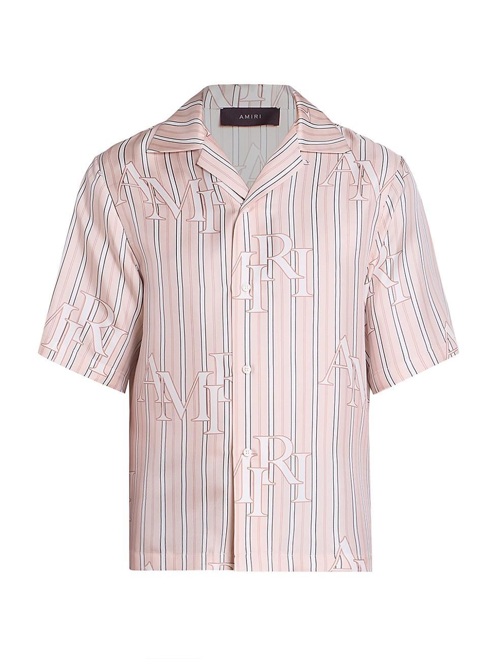 Mens Striped Silk Logo Bowling Shirt Product Image