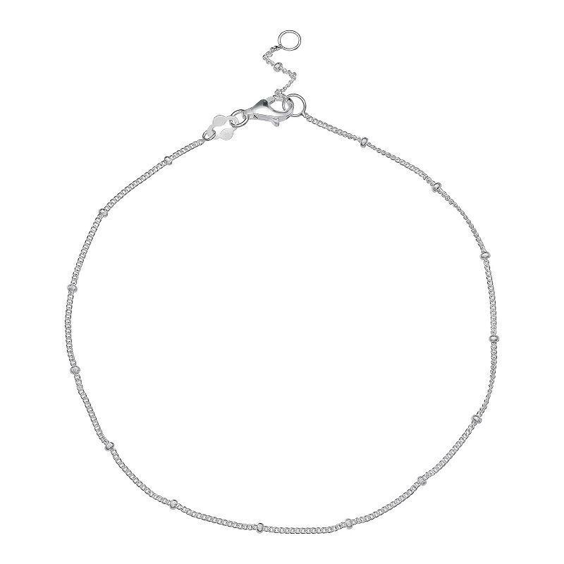 PRIMROSE Polished Sterling Silver Ball Chain Anklet, Womens Product Image