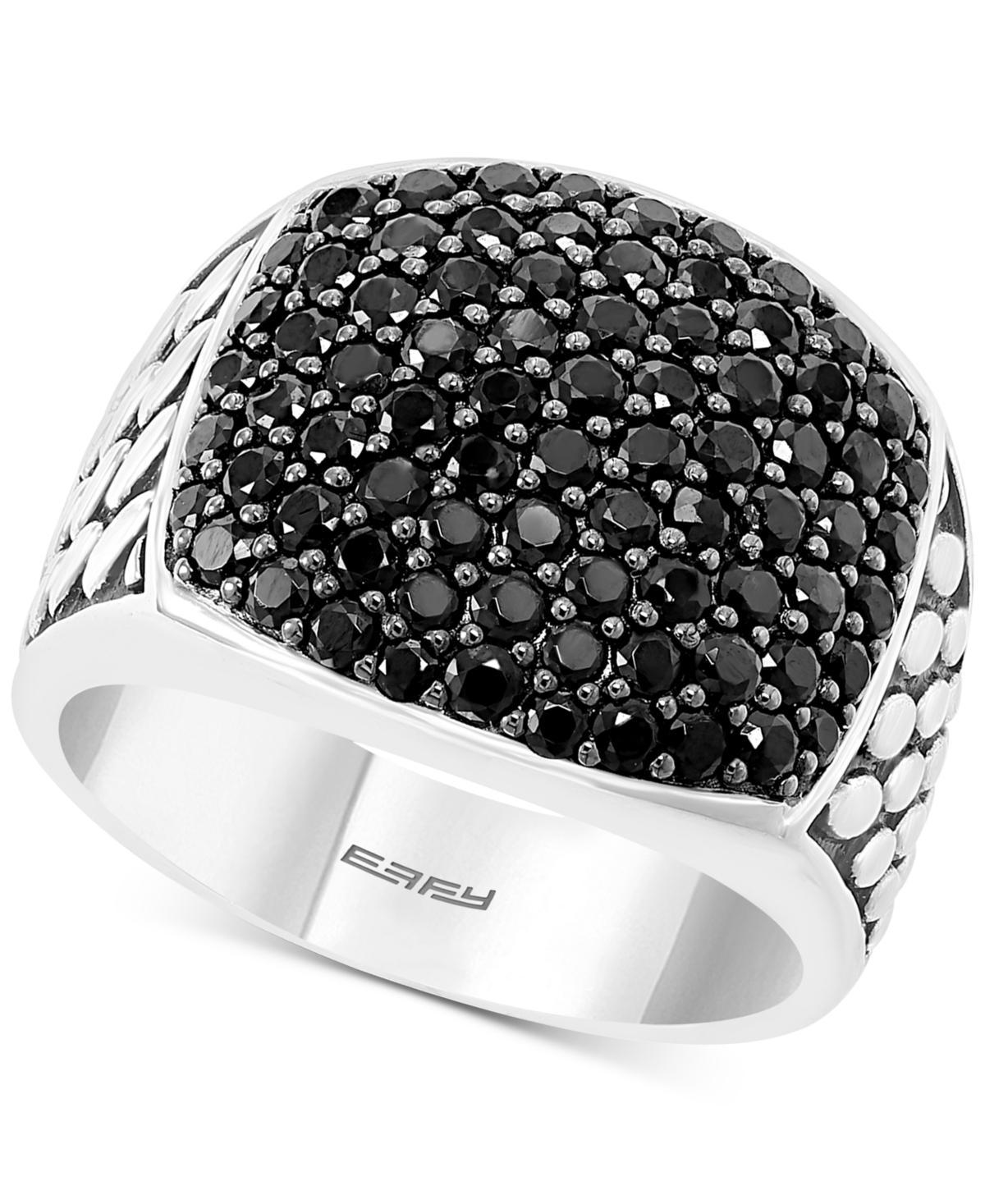 Effy Mens Black Spinel Cluster Ring in Sterling Silver Product Image