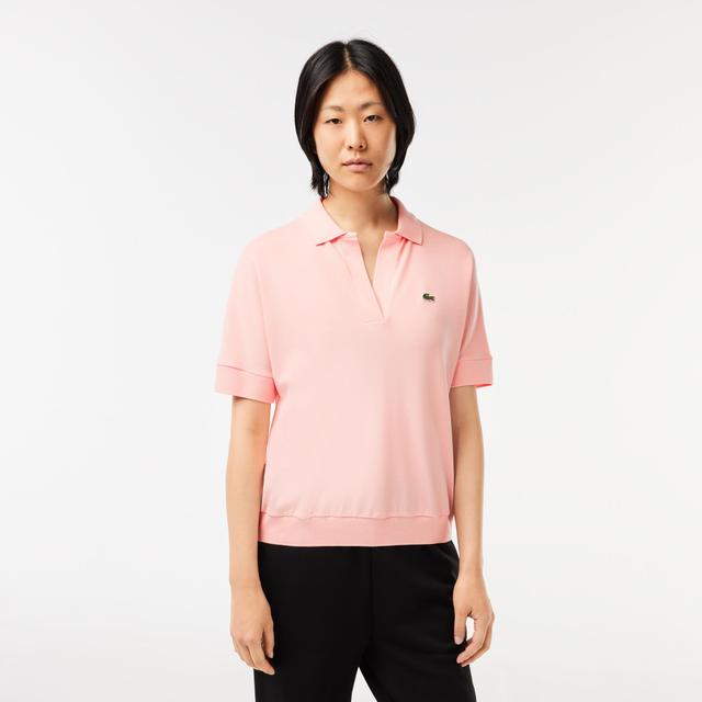 Open Neck Fluid Piqué Polo Shirt Product Image