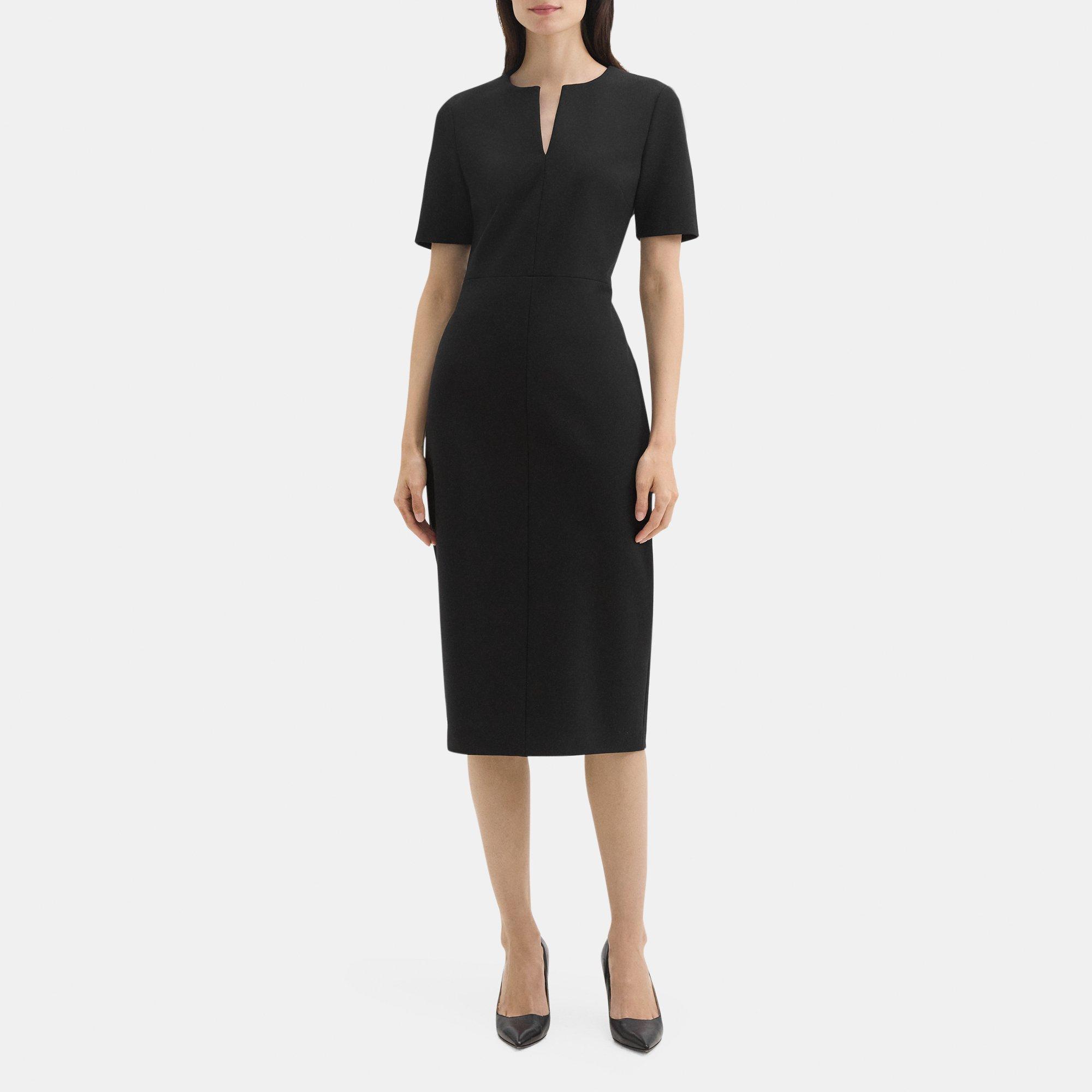 Stretch Knit Ponte Midi Sheath Dress | Theory Outlet Product Image