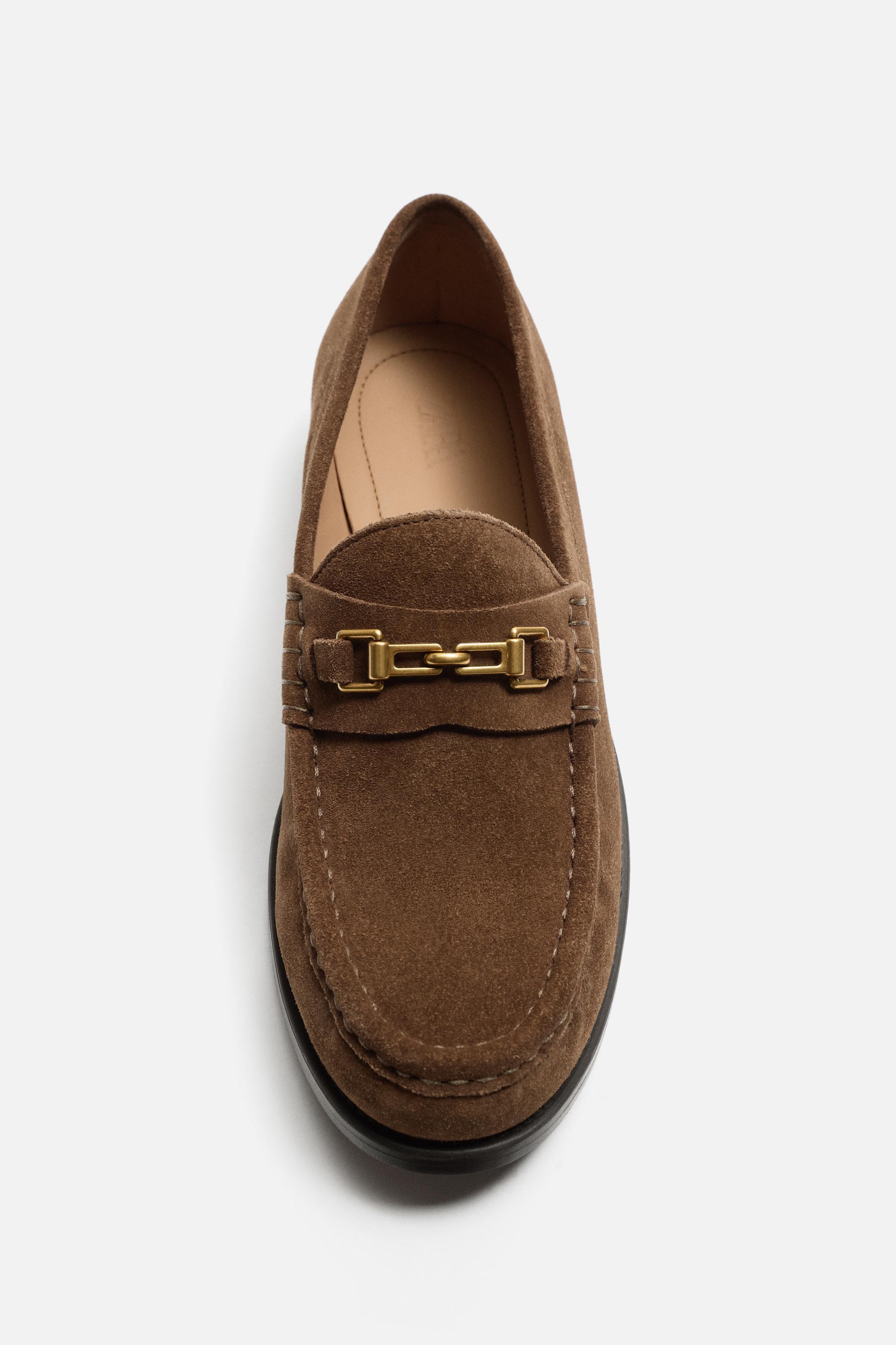 METAL TRIM LEATHER LOAFERS Product Image