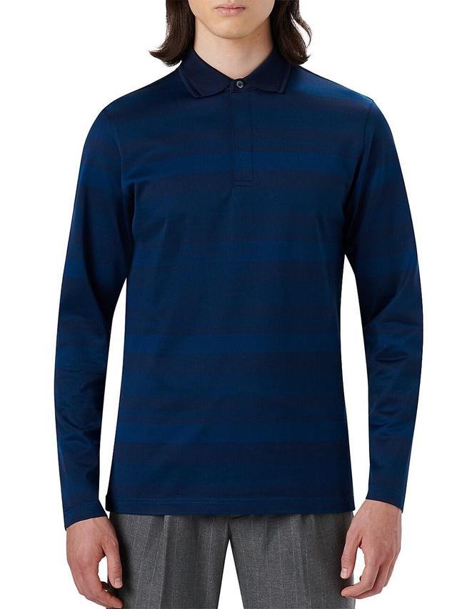 Mens Striped Long-Sleeve Polo Shirt Product Image