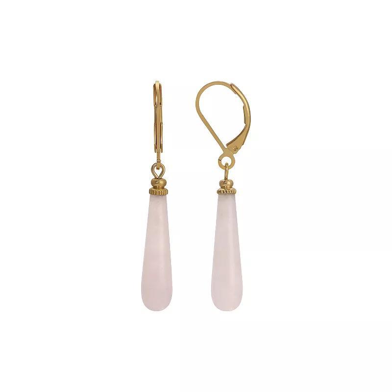 1928 Gold Tone Stone Linear Drop Earrings, Womens, Pink Product Image