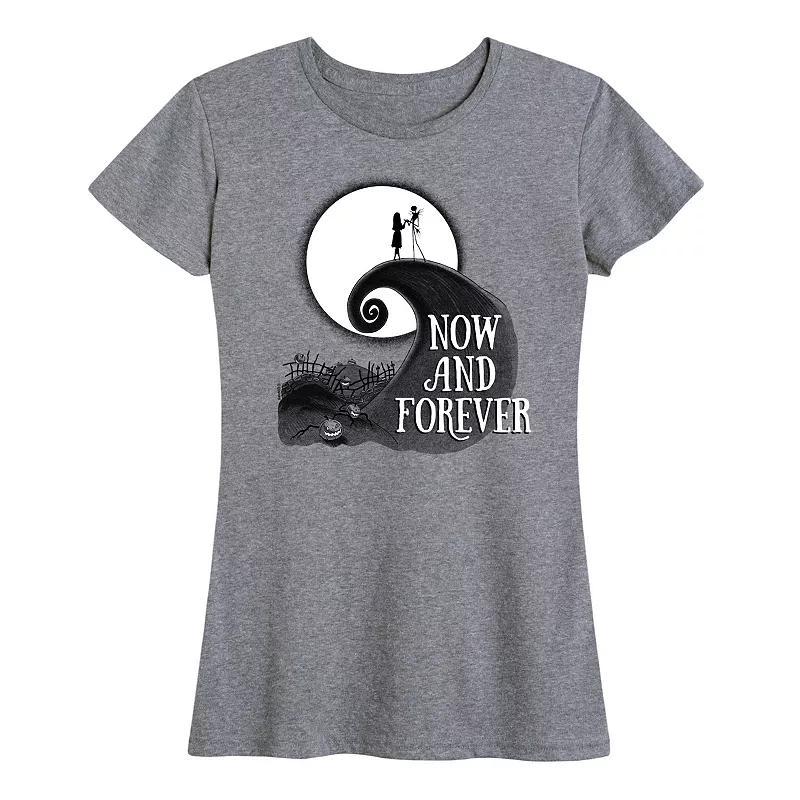 Disneys The Nightmare Before Christmas Womens Now And Forever Graphic Tee Grey Wine Product Image