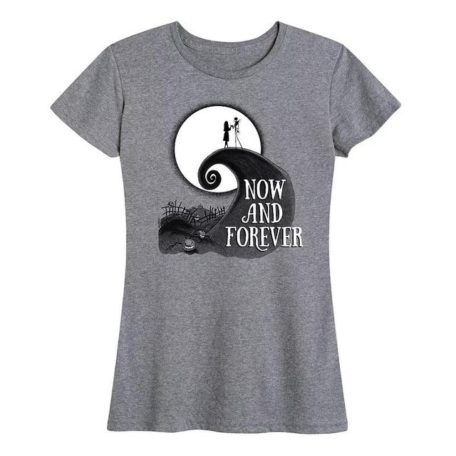 Disneys The Nightmare Before Christmas Womens Now And Forever Graphic Tee Grey Gray Product Image