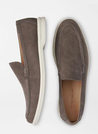 Peter Millar Mens Excursionist Nubuck Venetian Loafer | Color: Smoke | Size: 13 Product Image