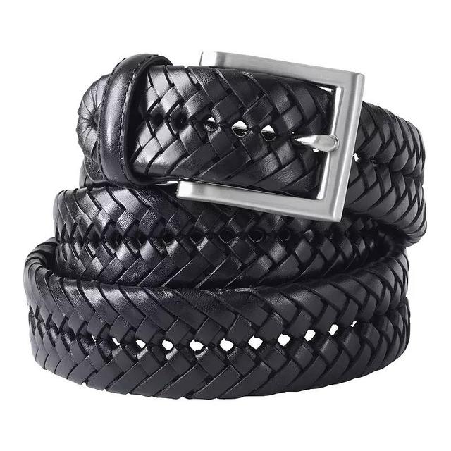 Lands' End Men's Lands’ End Big Leather Braid Belt, Size: 54B, Black - Size: 54B Product Image