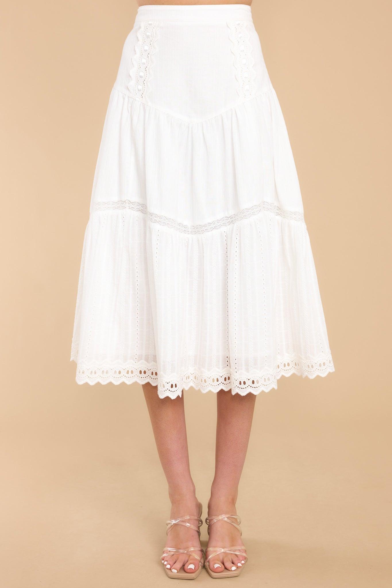 Aura Follow The Flow White Midi Skirt Product Image